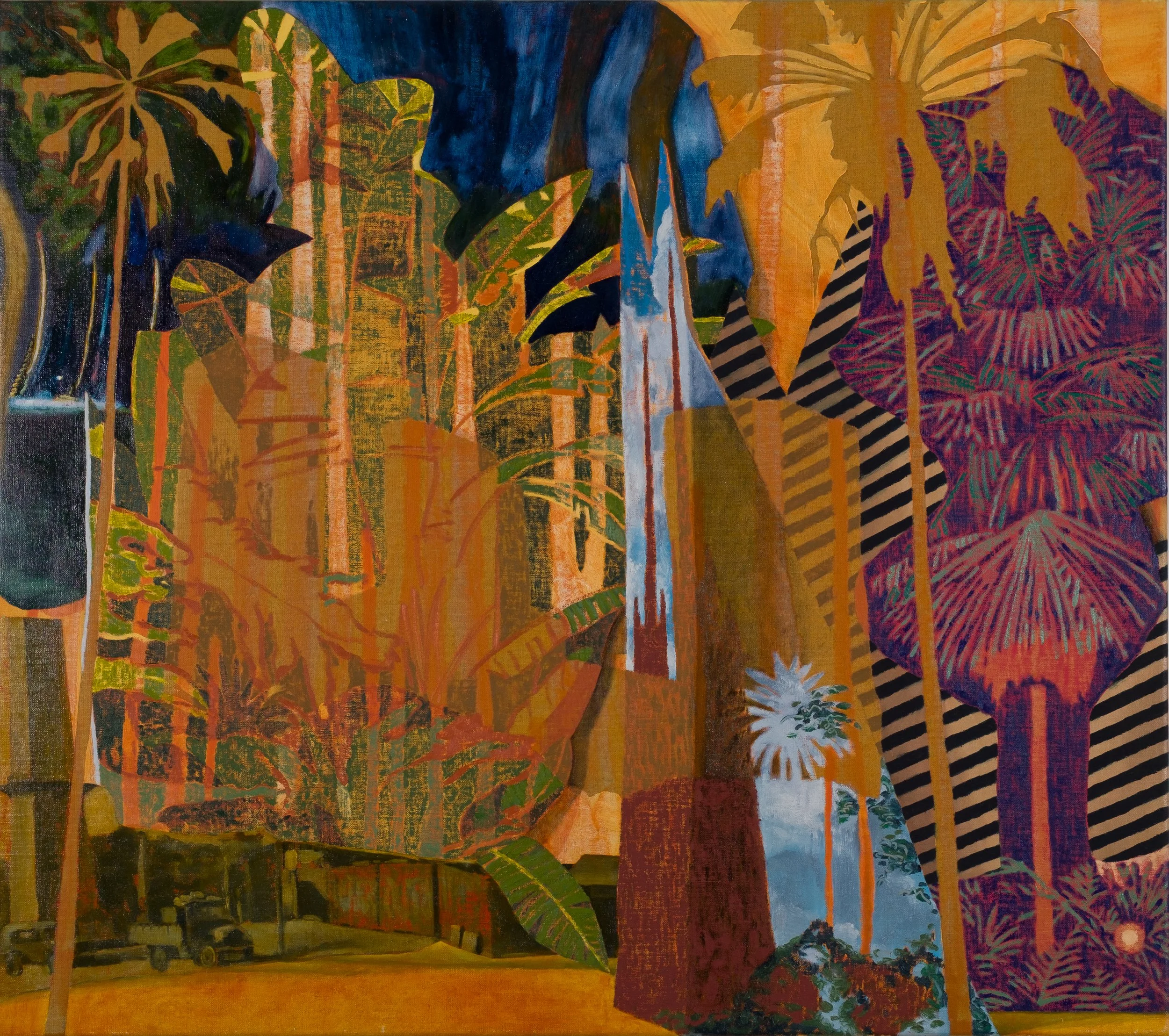 Hyde Park Shuffle, 2024, oil and acrylic on linen. 67 x 76 cm. Photograph: Davide Carta.