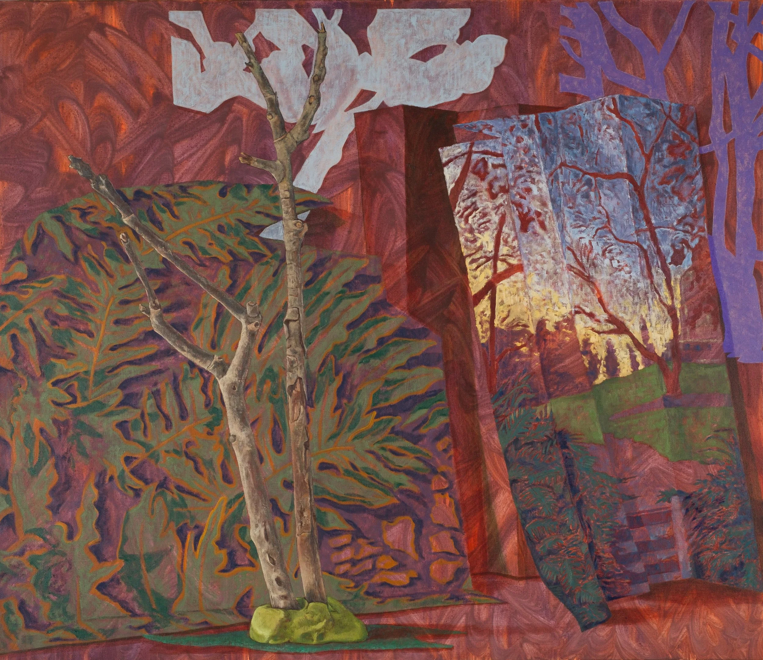 Twigging, 2025, oil and acrylic on linen. 97 x 112 cm. Photograph: Davide Carta.