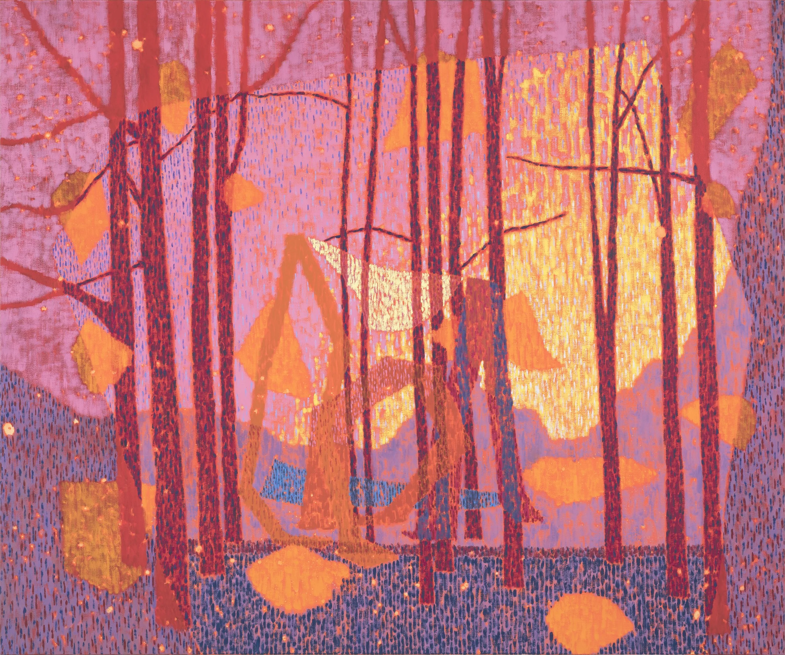 Dwelling, 2023, oil and acrylic on canvas. 152 x 183 cm. Photograph: Brenton McGeachie.