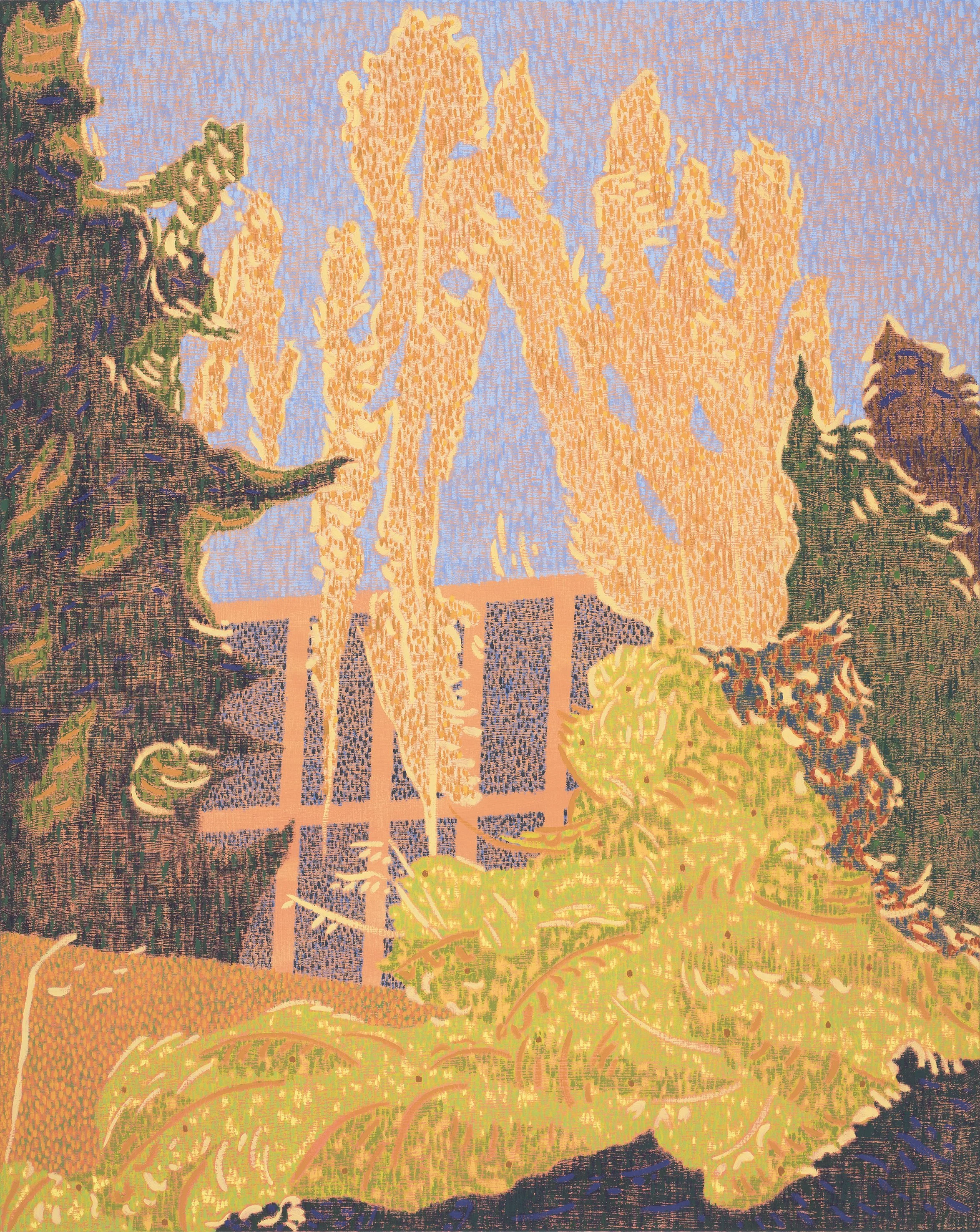 New Apartments, 2023, oil on linen. 152 x 122 cm. Photograph: Brenton McGeachie.