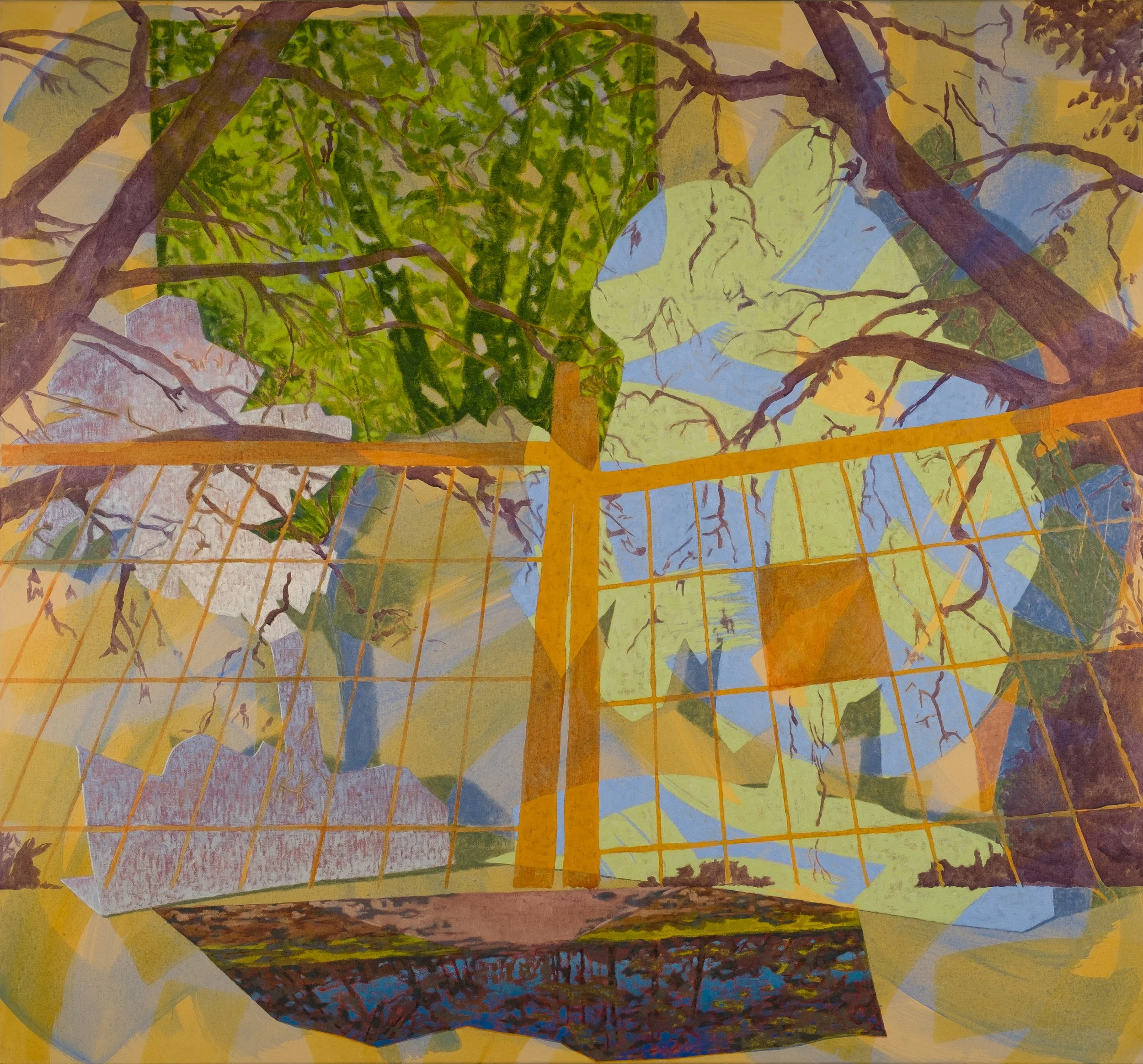 Threshold, 2025, oil and acrylic on linen. 132 x 142 cm. Photograph: Davide Carta.