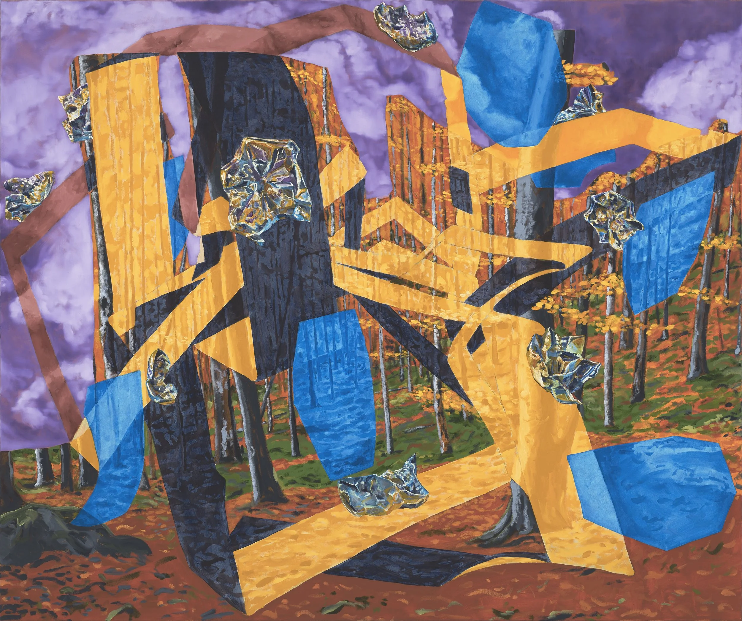 Foil Flowers, 2021, oil and acrylic on canvas. 153 x 183 cm. Photograph: Brenton McGeachie.