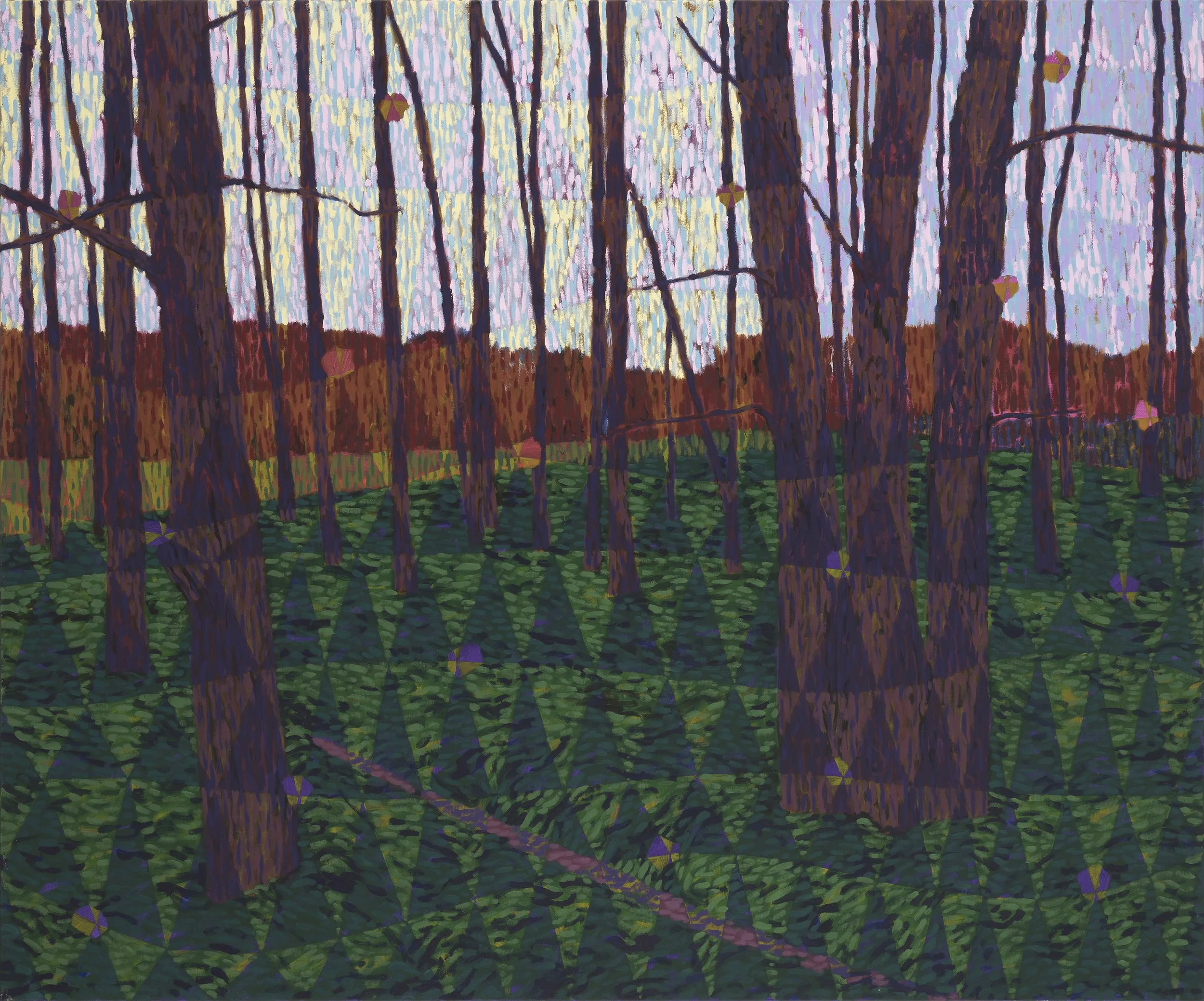 Glebe Park Ground Cover, 2022, oil and acrylic on canvas. 150 x 180 cm. Photograph: Brenton McGeachie. 