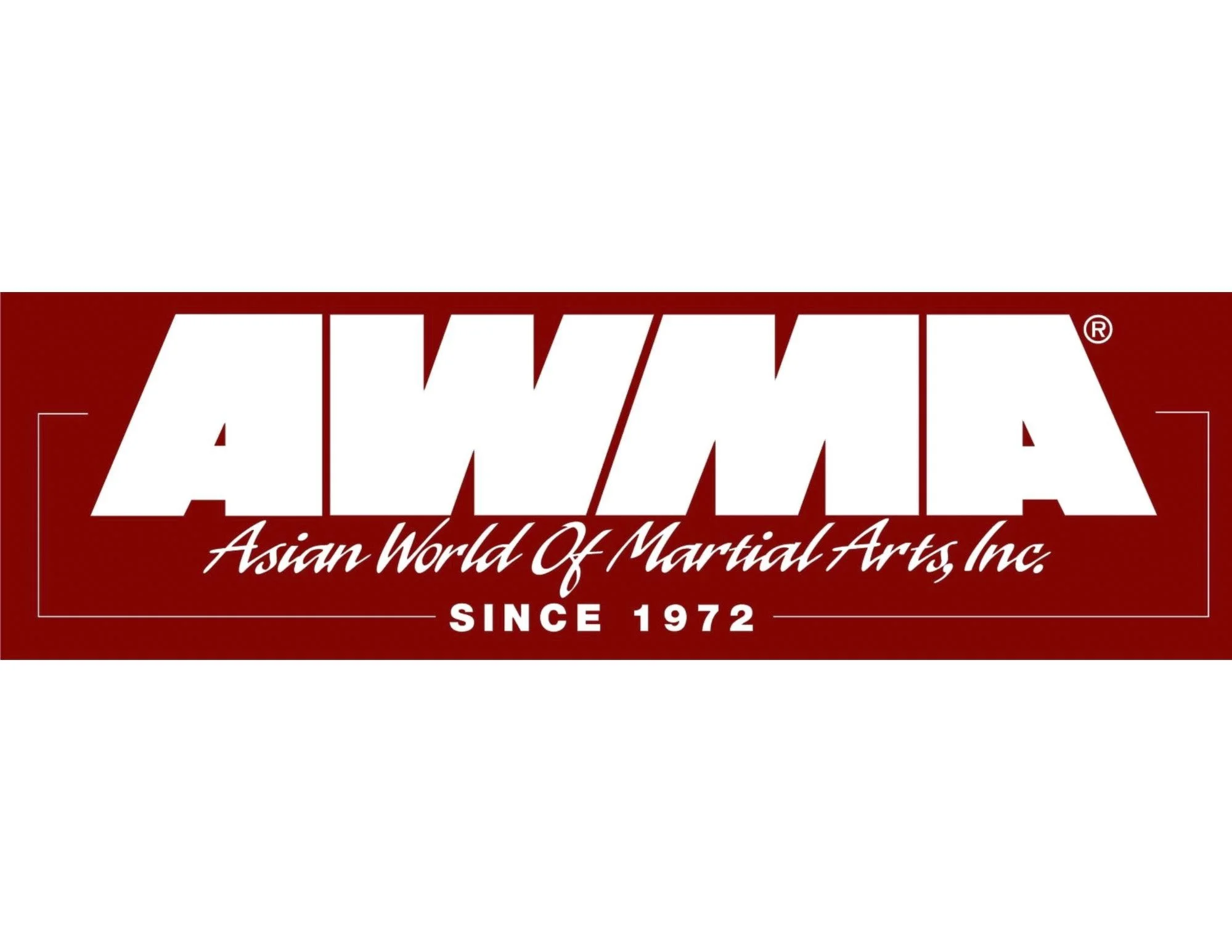 Logo for Asian World of Martial Arts Inc. with red background and white text stating 'Since 1972'.