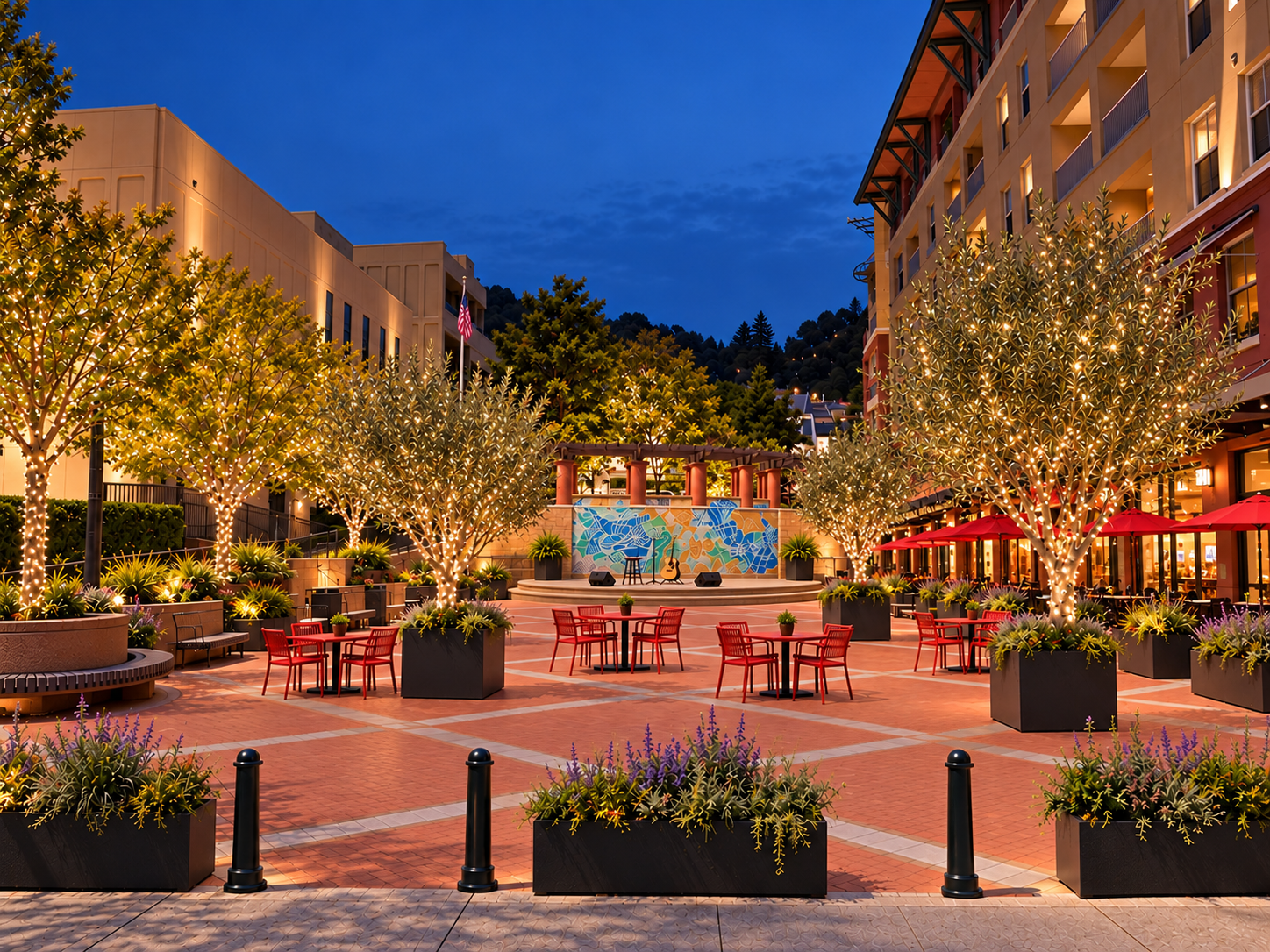 City Plaza San Rafael at night