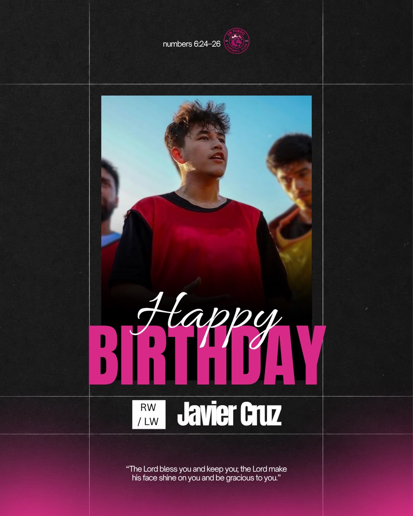 Happy Birthday, Javi! 🎉⚽️

Praying this new year brings you more growth, joy, and God&rsquo;s favor. We&rsquo;re grateful to have you as part of the En Fuego family and excited for everything God has ahead for you. Keep going, keep growing, and keep