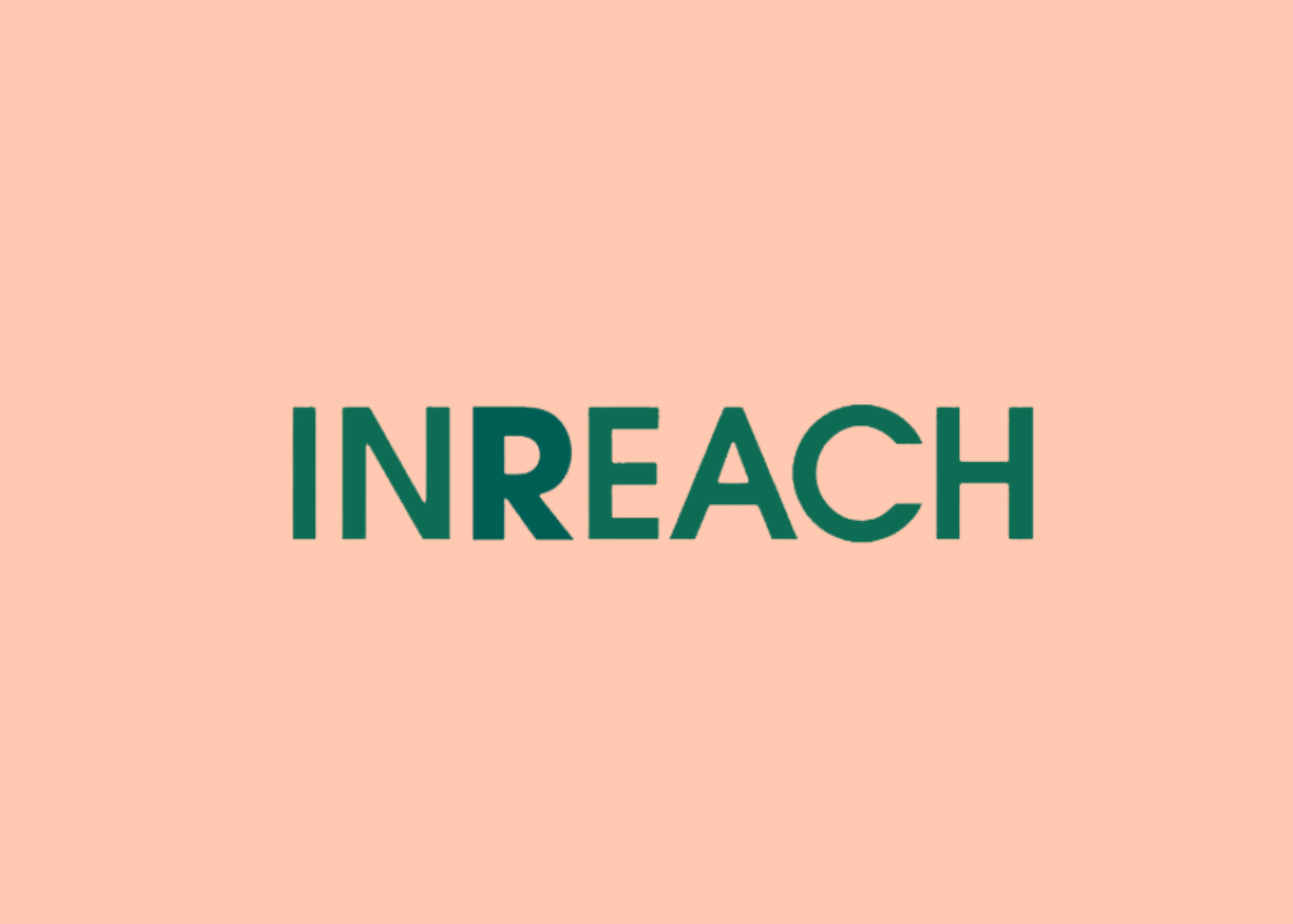 The word 'INREACH' in bold green capital letters against a peach background.