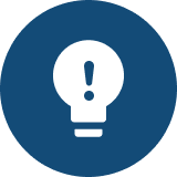 Icon of a light bulb with an exclamation mark inside.