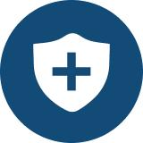 Shield icon with a cross in the center, representing protection or security