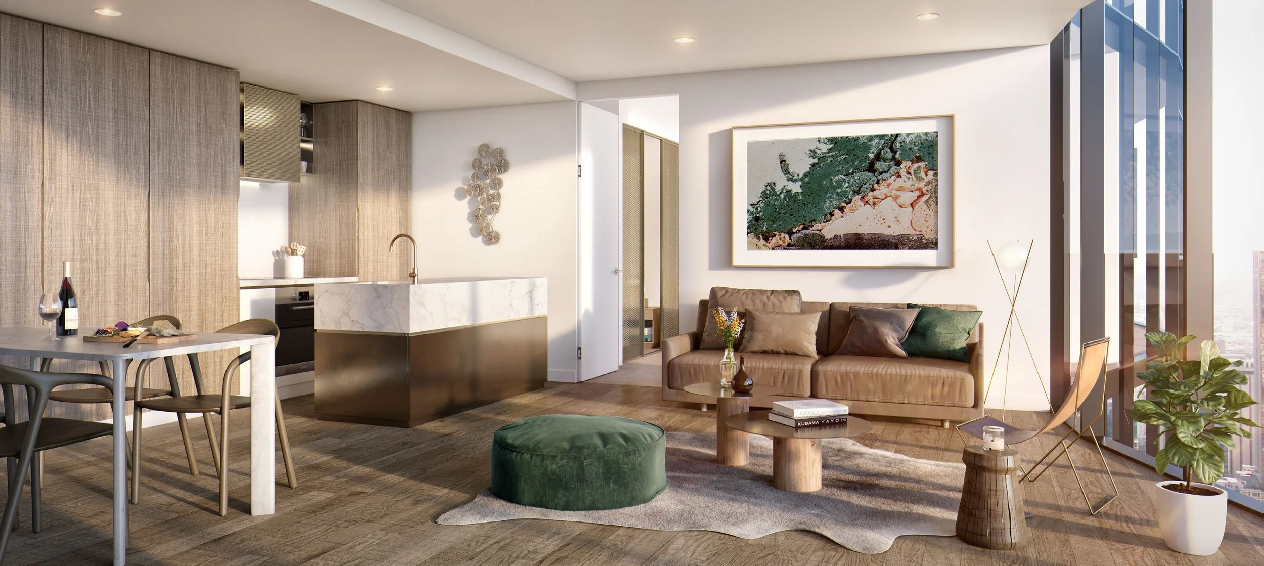 UNO Melbourne penthouse living room view