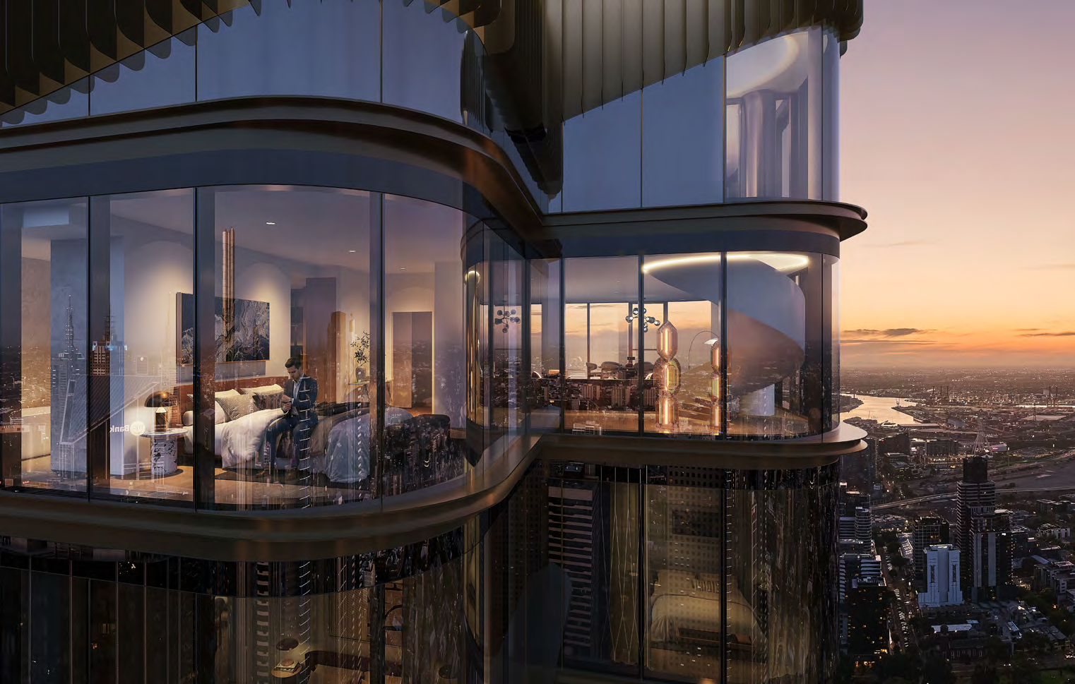 Aurum Halo exterior twilight
