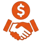 Handshake with a dollar sign above them, symbolizing financial agreement or deal.