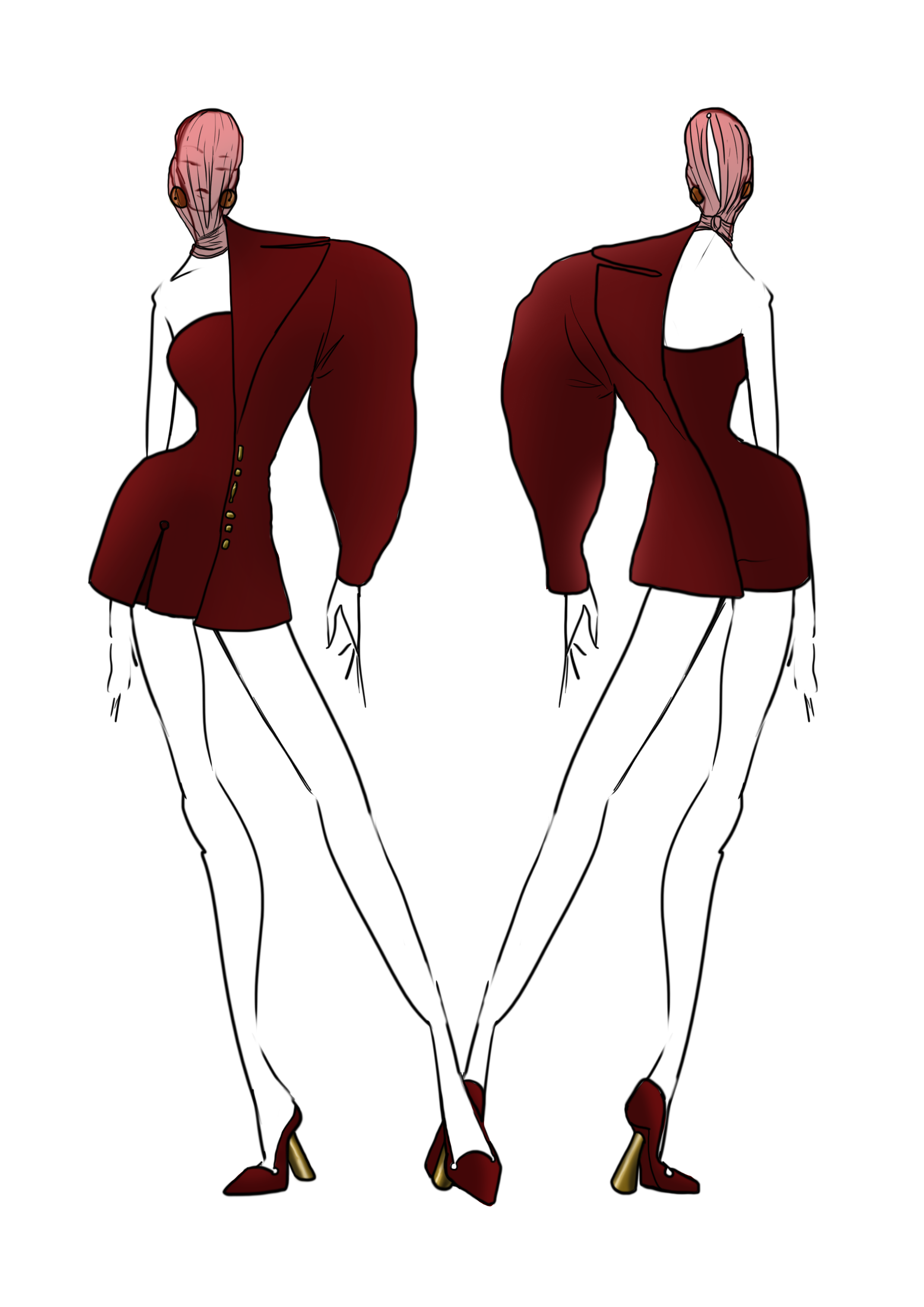 Red off the shoulder w veil.png