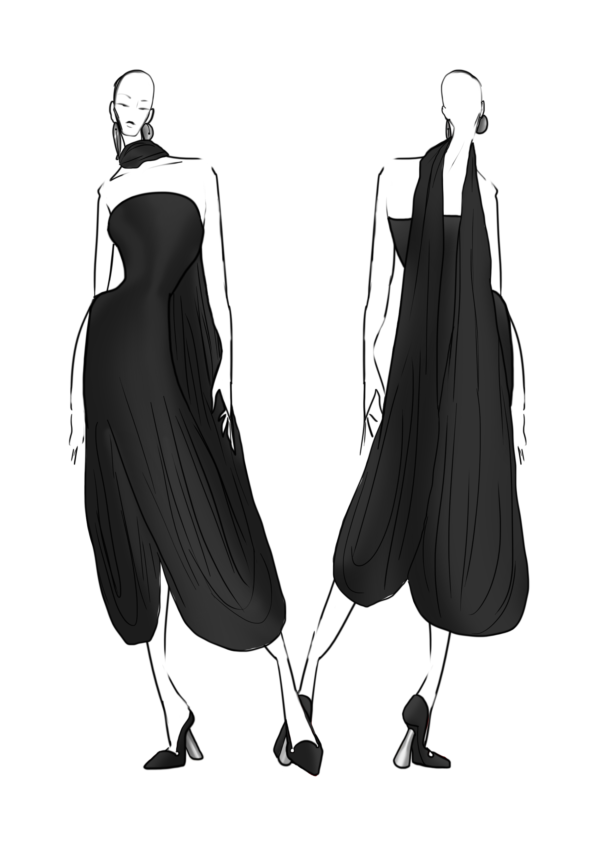 Black draped gown (GHOST).png