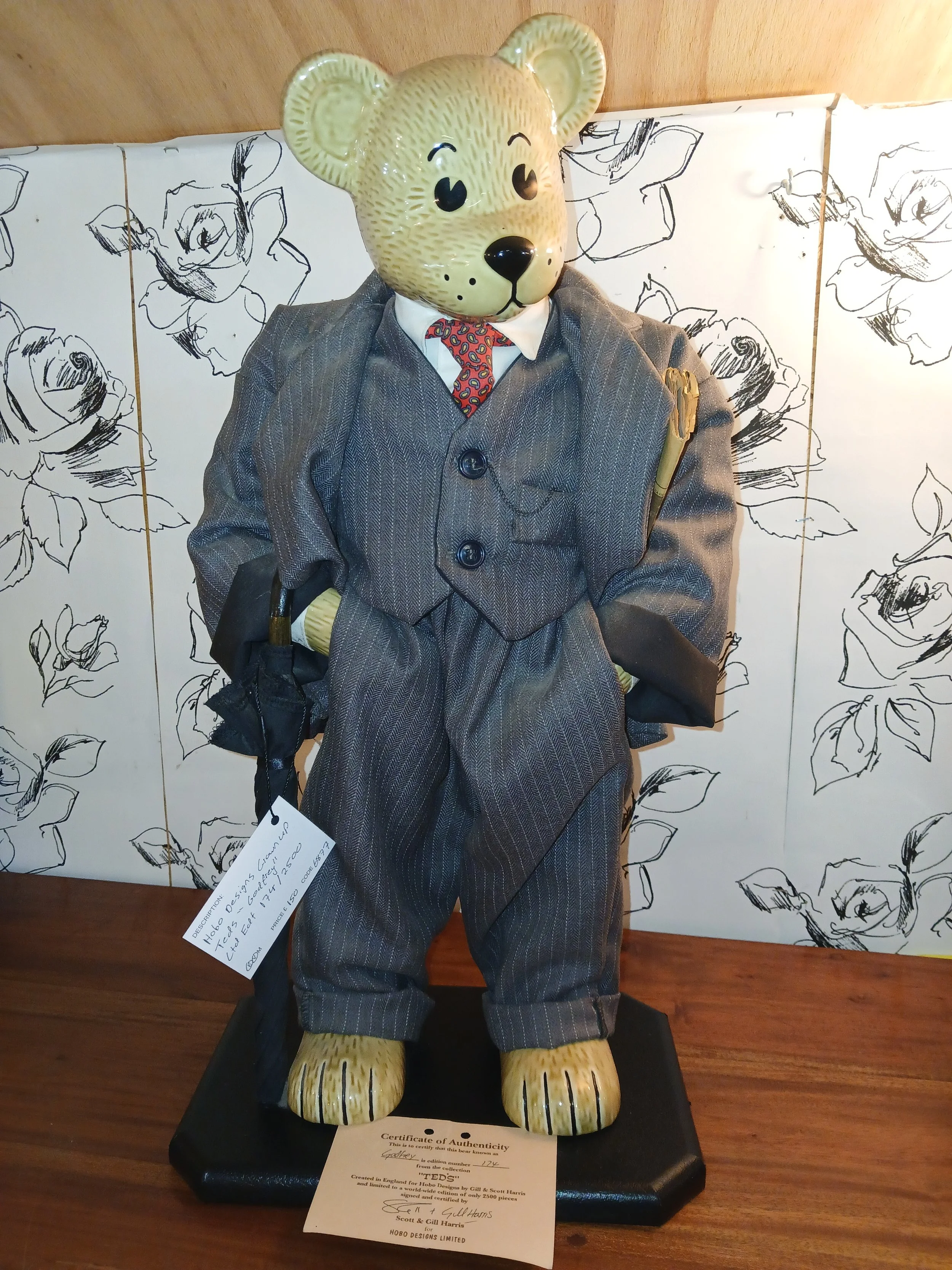 Hobo Designs Ted's Grown Up Bears "Godfrey" Limited Edition 174 Of 2500 With COC