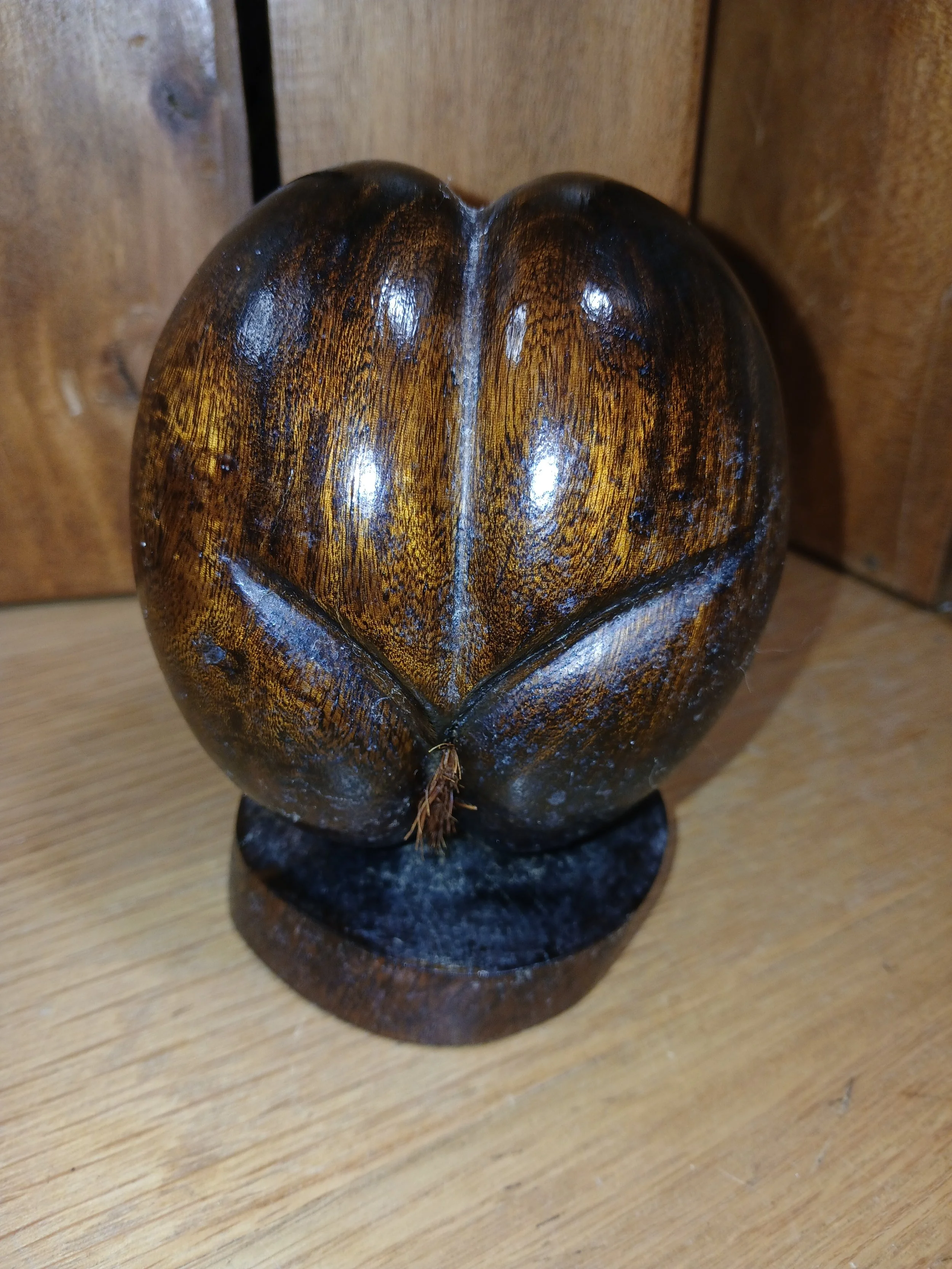 Hardwood Carving In The Form Of A Coco De Mer Bum Nut