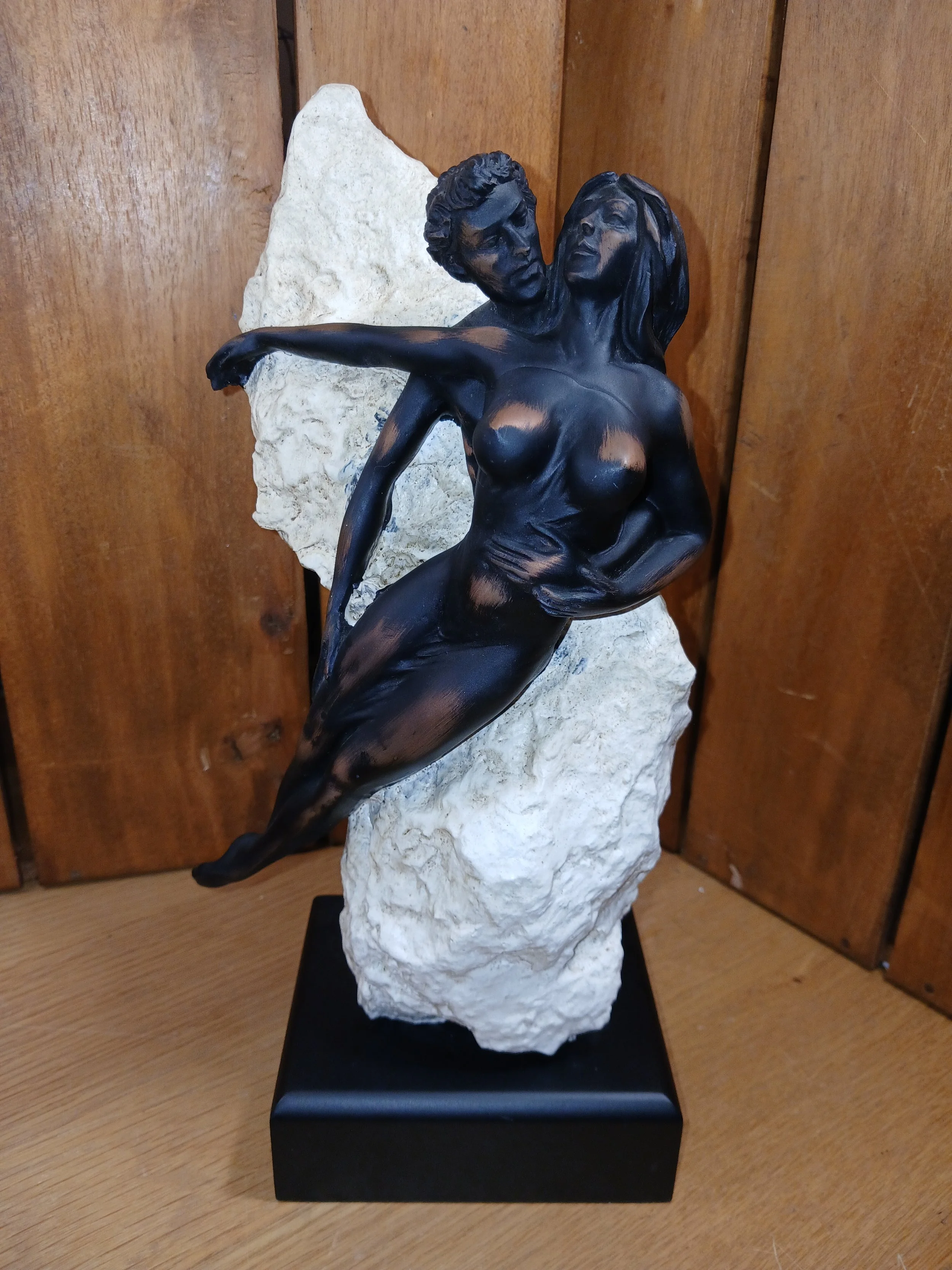 Regency Fine Arts Stoneworks Ocean Lovers Resin Sculpture In Black & Beige