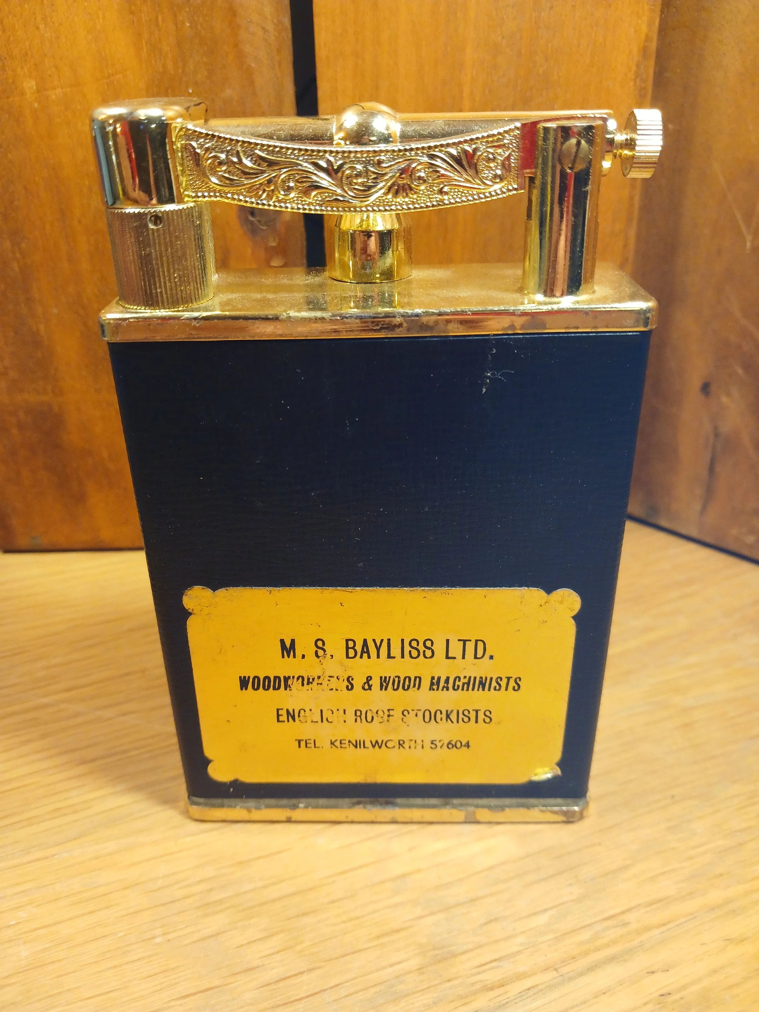 Japanese Oversized Large Lift Arm Table Lighter Black & Gold 1940's