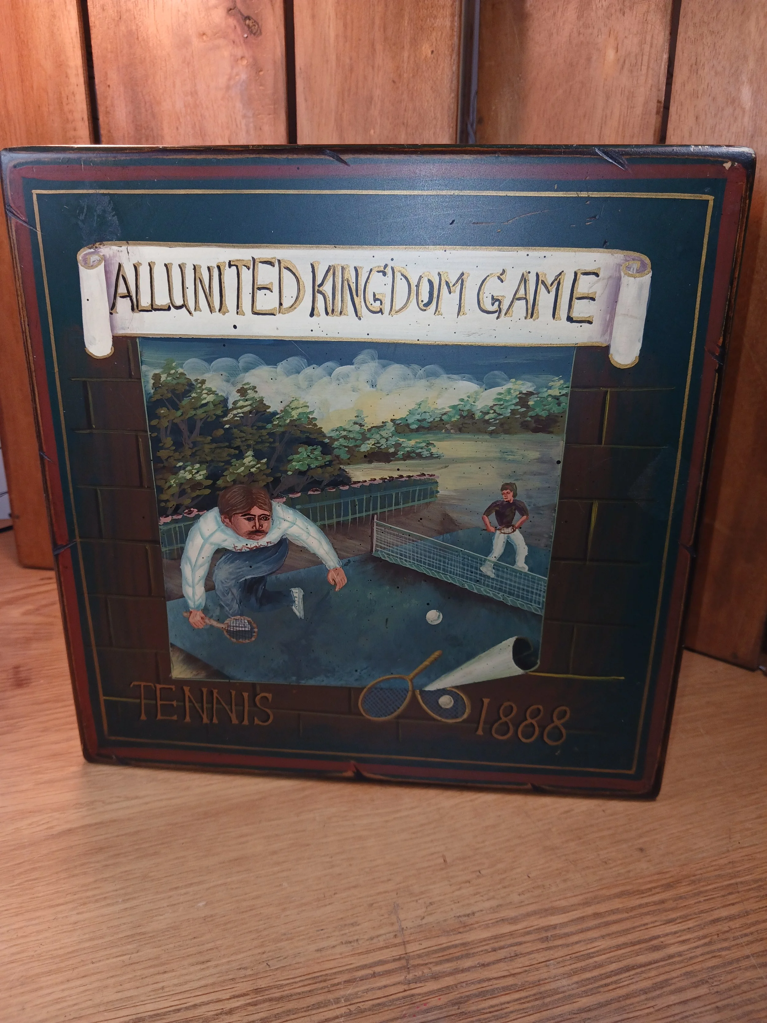 Vintage Style Allunited Kingdom Tennis Storage Box With Hinged Lid