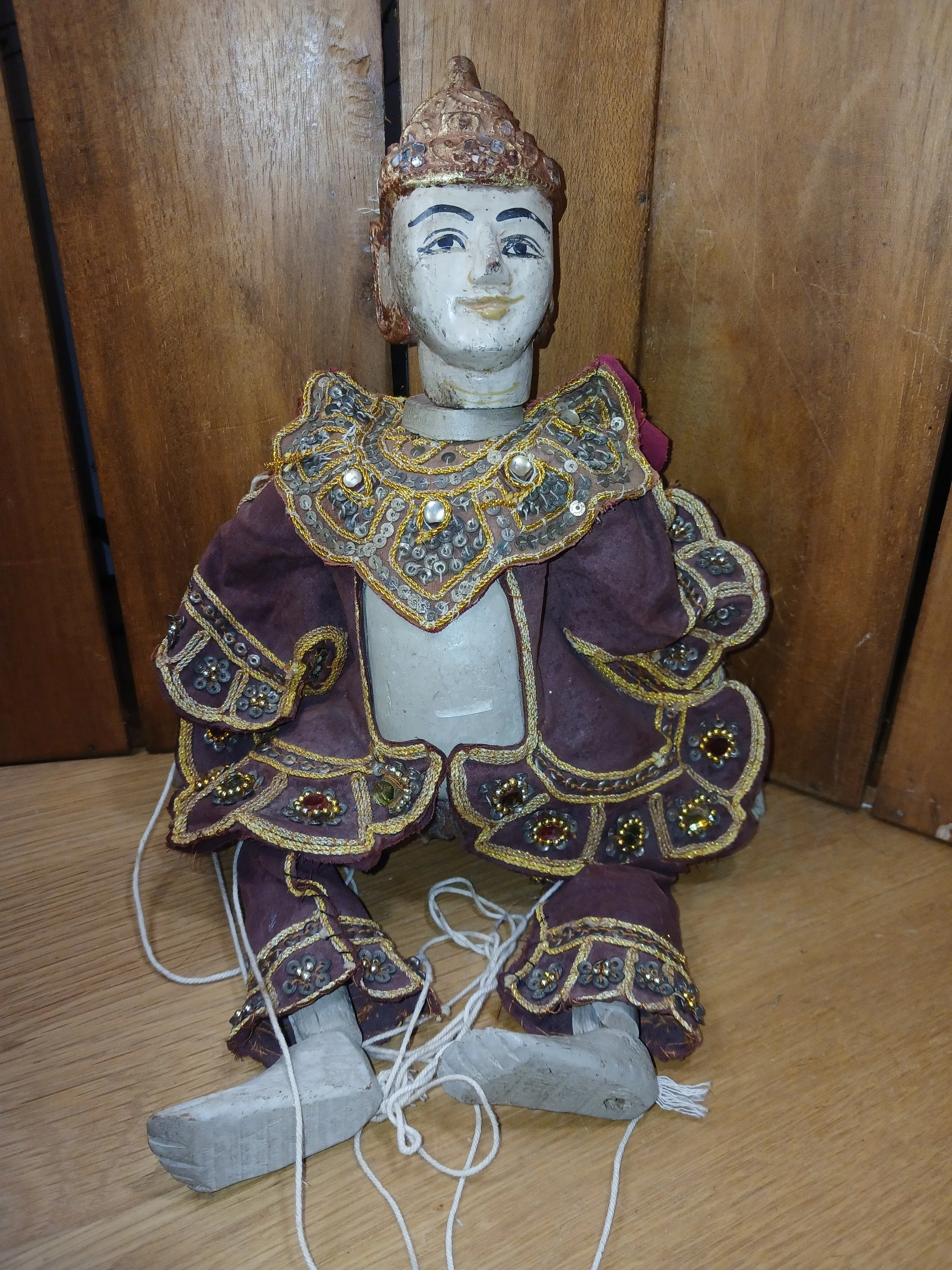 Traditional Carved Wood Burmese String Puppet Marionette Yoke
