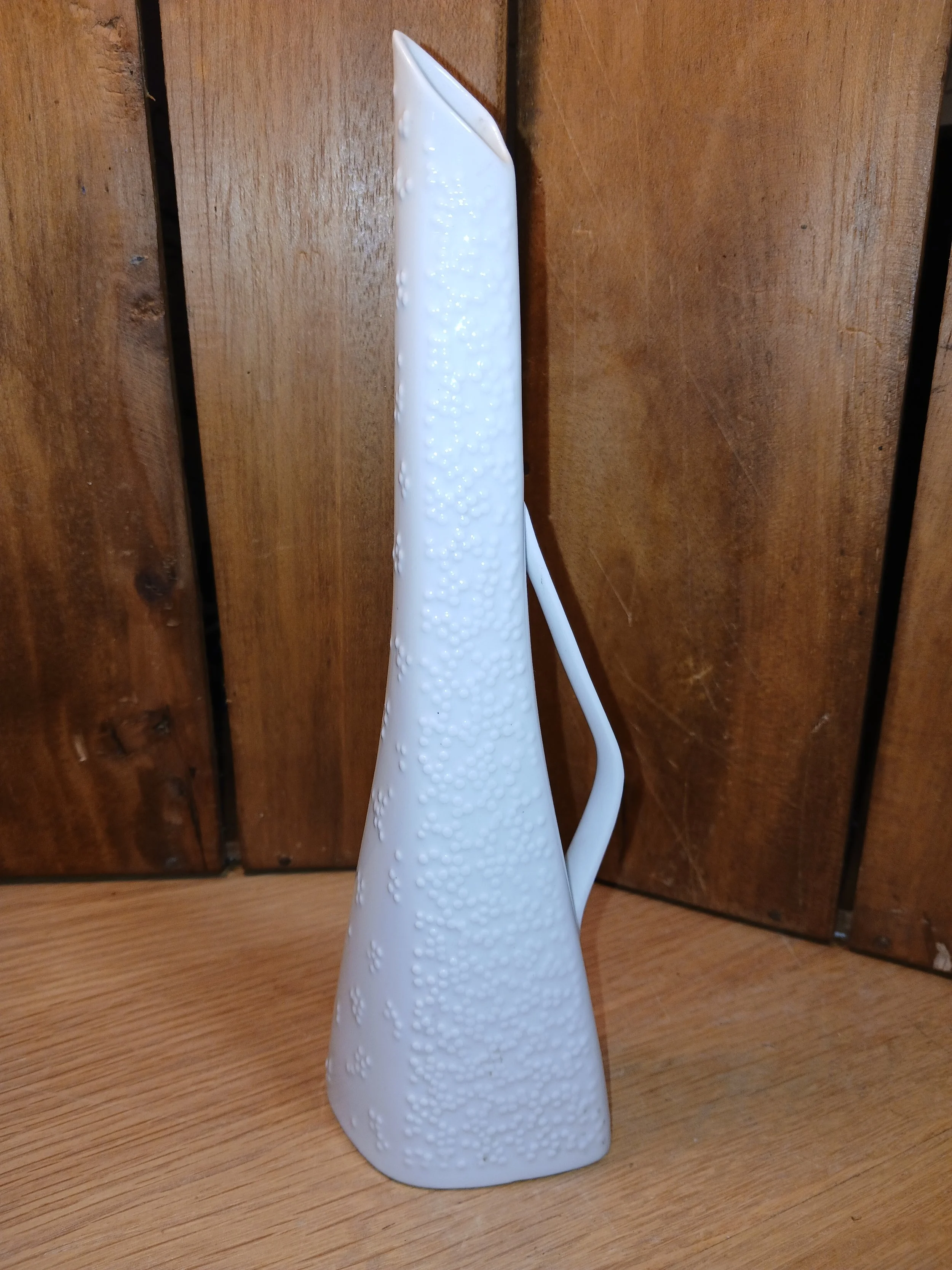 Hutschenreuther Selb White Porcelain Vase Germany Glossy Printed Backstamp