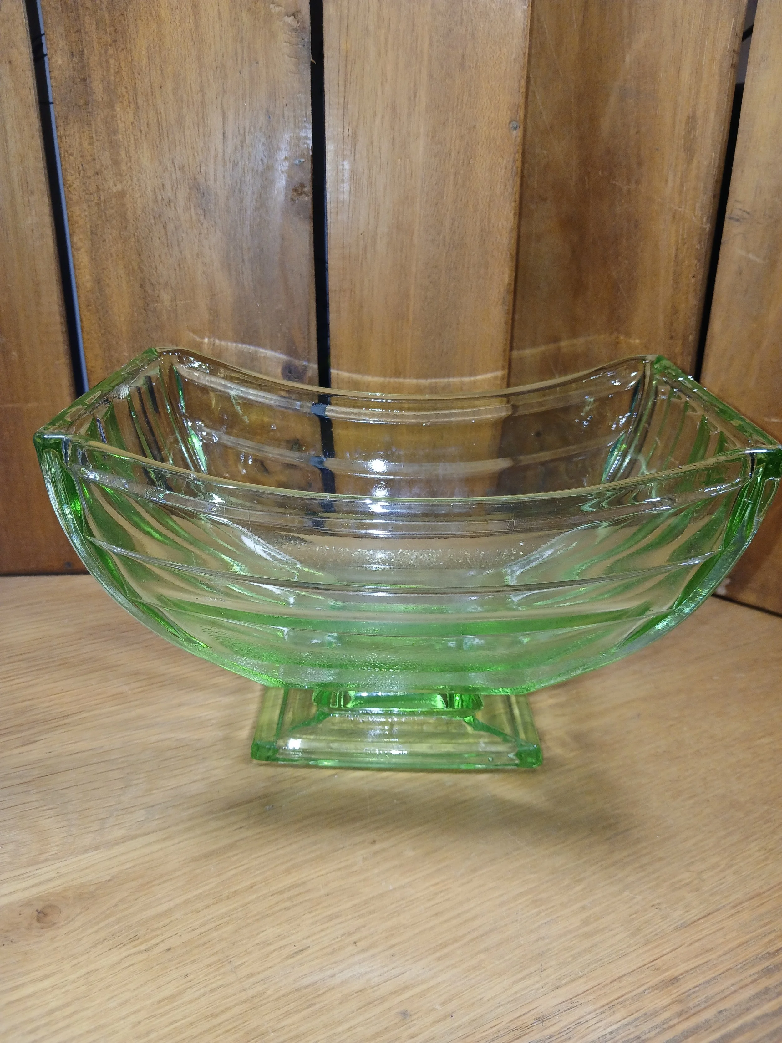 Sowerby Glass Art Deco Green Bowl Unusual Shape