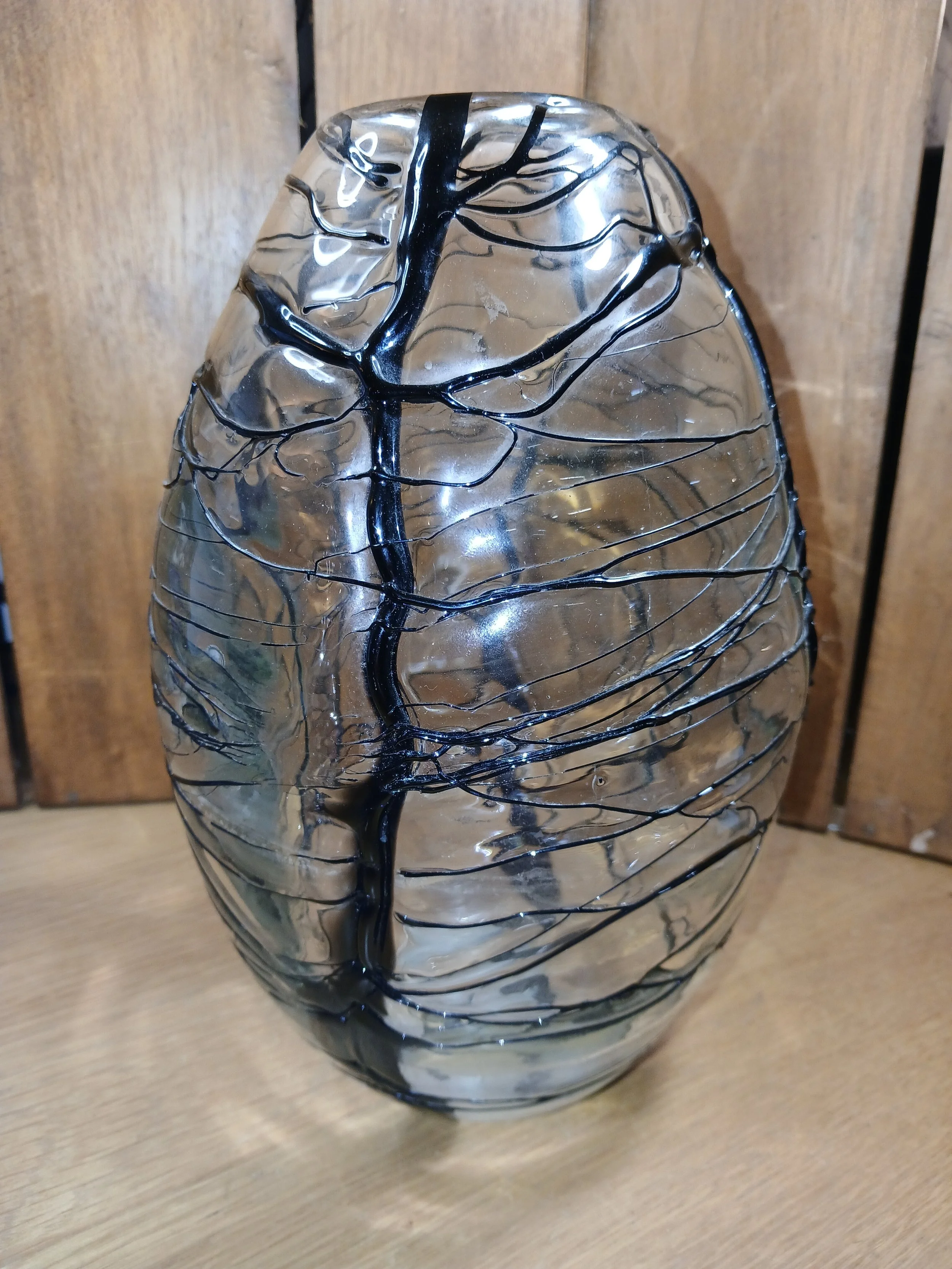 Mitchell Gold Bob Williams Art Glass Vase With Threaded Glass Work