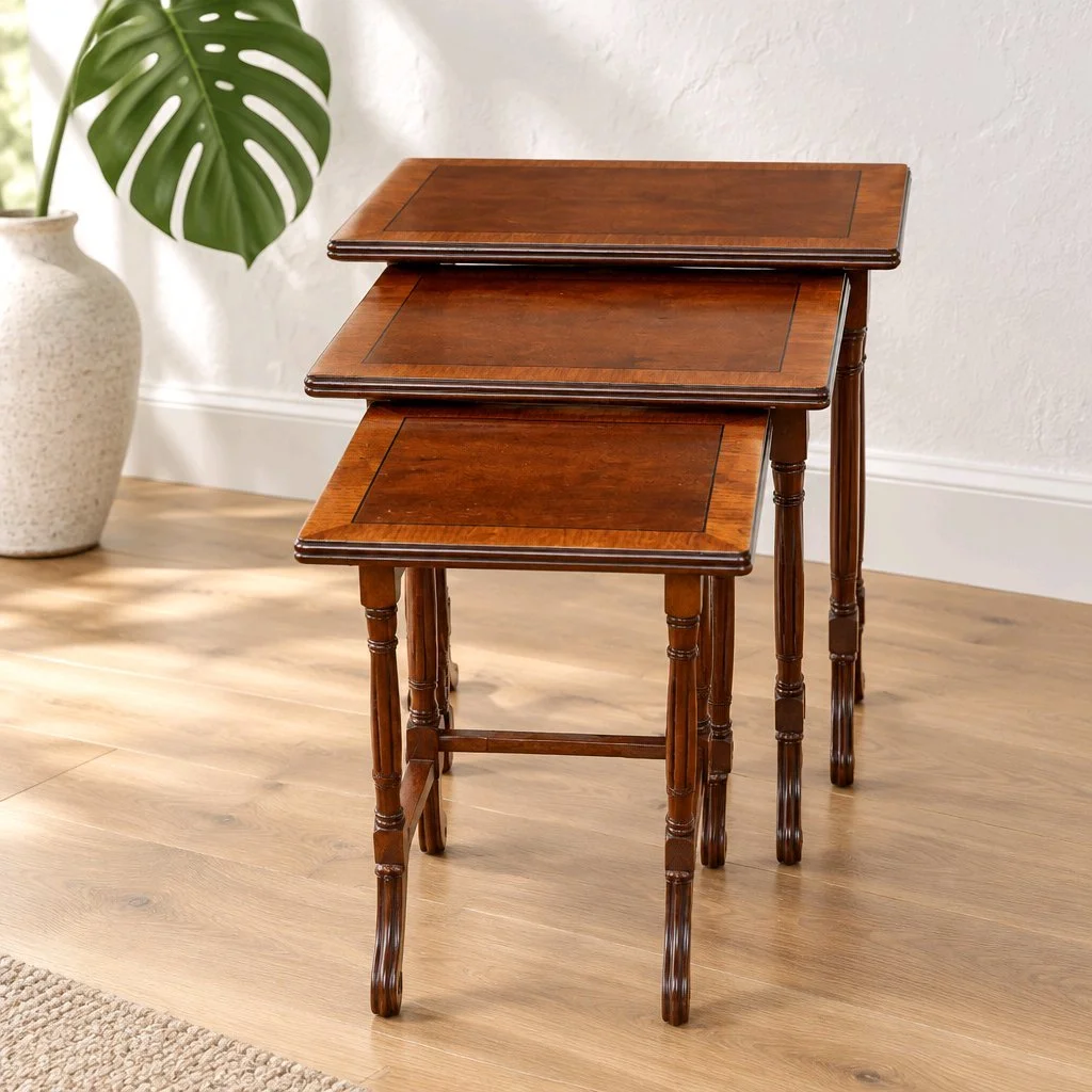 Vintage Mahogany Nest Of Three Tables