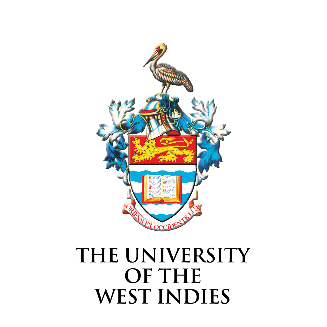 A heraldic coat of arms with a pelican standing on top, a lion passant on a red background, a book open on blue and white waves, and a Latin motto 'Orients ex Occidente Lux' on a banner.