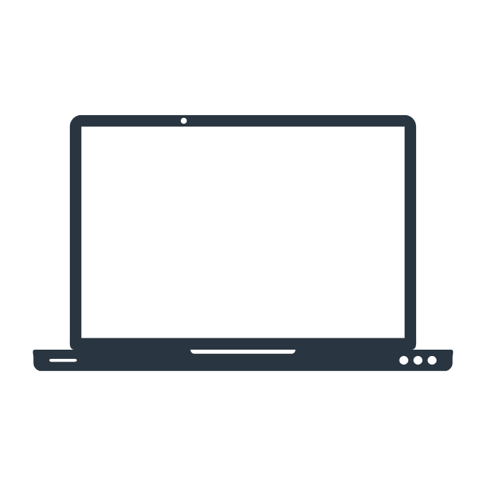 Illustration of a laptop computer with a dark screen, viewed from the front representing online access.