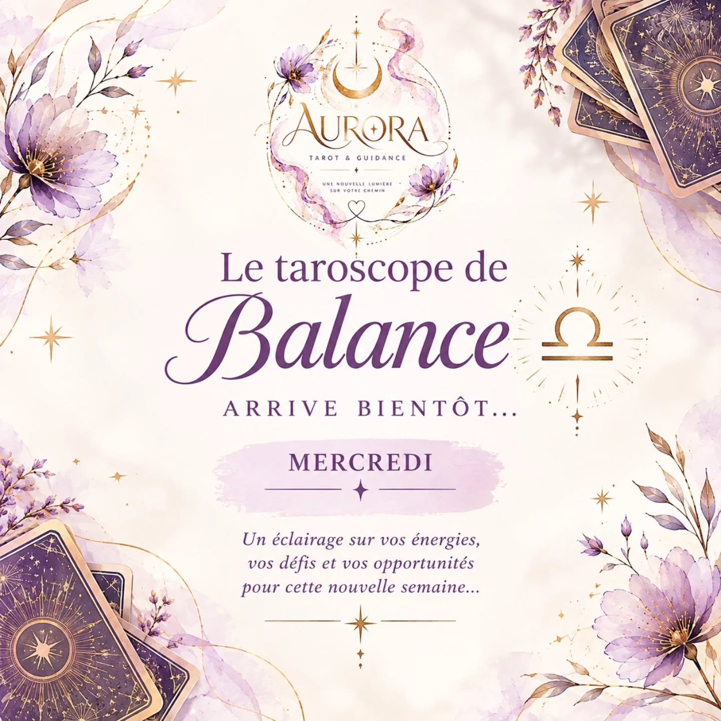BALANCE ♎️, votre taroscope arrive&hellip;

Mercredi, Aurora vous donne rendez-vous pour d&eacute;couvrir les &eacute;nergies de votre semaine. 🌙✨

💫 Quels seront vos d&eacute;fis ?
🌸 Quelles opportunit&eacute;s pourraient se pr&eacute;senter ?
🔮