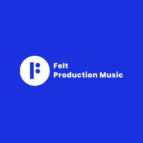 Blue background with a white circle logo and the text 'Felt Production Music' next to it.