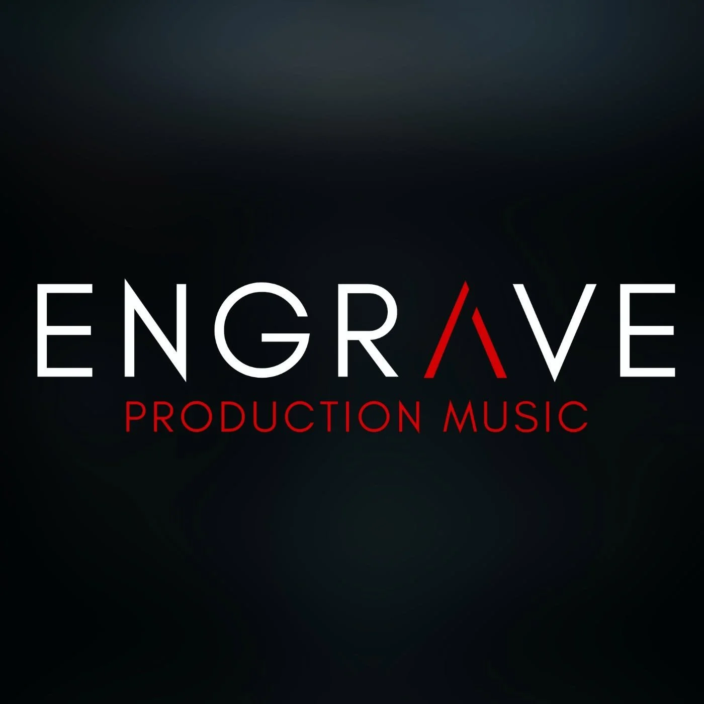 Logo for Engrave Production Music with stylized text and black background.