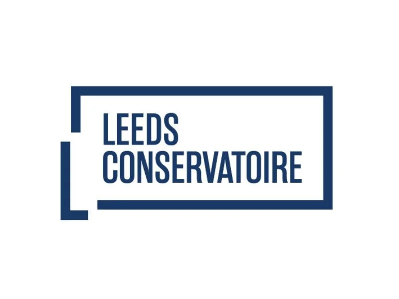 Logo with the text 'Leeds Conservatoire' in blue inside a rectangular outline.