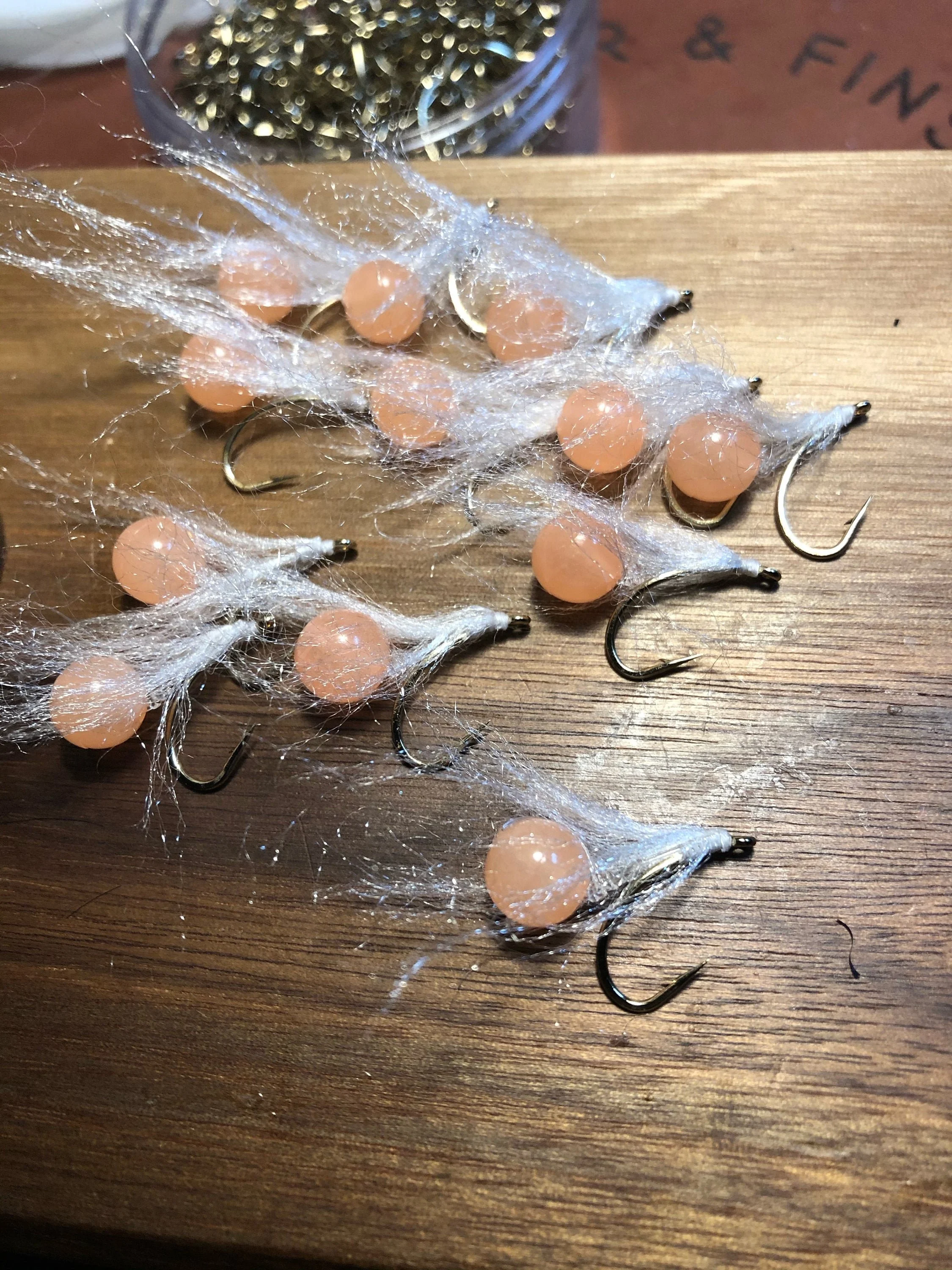 Steelhead Salmon Veiled Bead flies Acrylic Beads, 6 Flies or 12 Flies