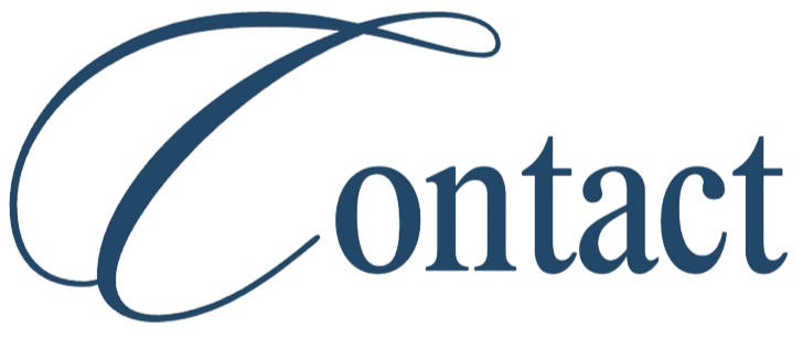 A logo with the word 'Contact', featuring a large stylized letter 'C' in blue with an elegant swoosh extending from its top, followed by the word 'ontact' in a matching blue font.