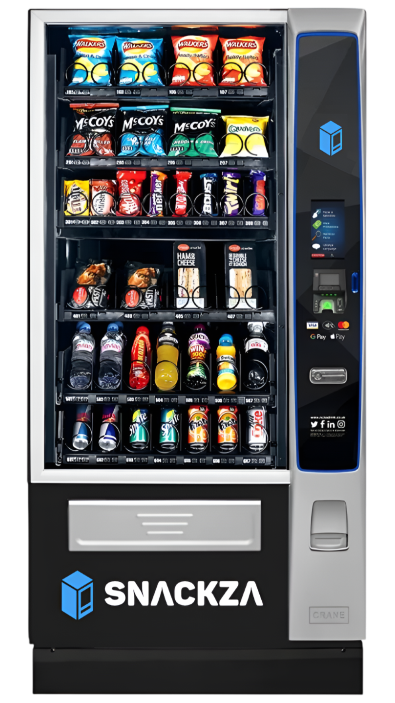 Snackza vending machine with beverages and snacks