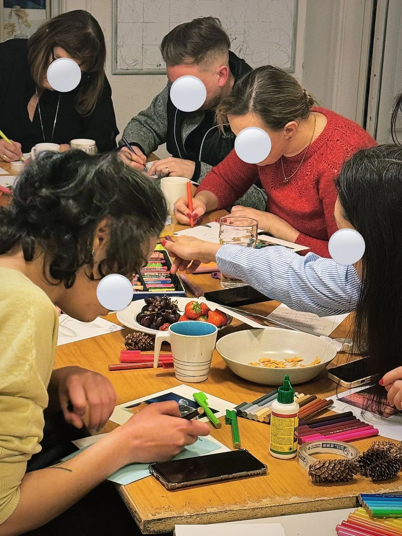 Yesterday marked our last expressive arts gathering of the year. The room was full of warmth&mdash;gl&uuml;hwein in hand, the sweet aroma of homemade scones, jam, and traditional Syrian treats lovingly shared by our friends from Ukraine, Sweida, and 