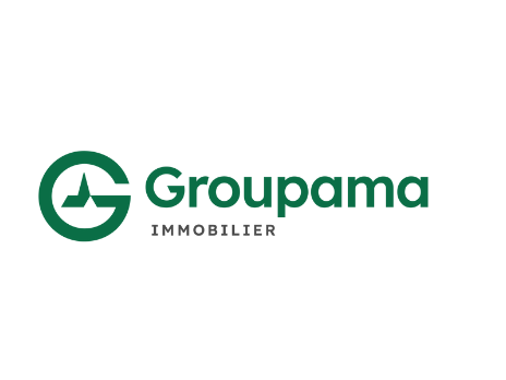 Logo de Groupama Immobilier avec le nom et un symbole circulaire
