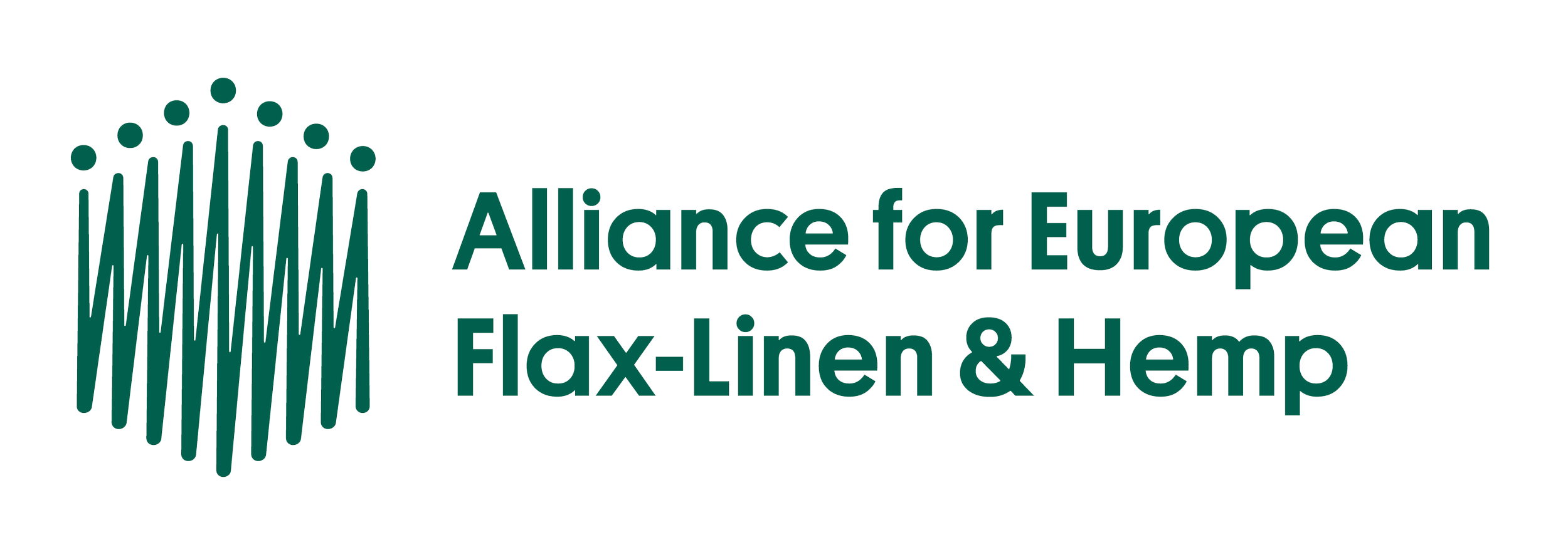 Logo de l'Alliance pour le Papier Européen, Lin & Chanvre avec un symbole stylisé répétitif et le texte associé.