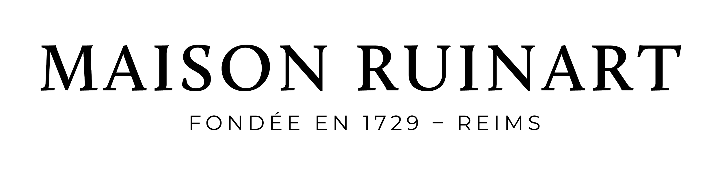 Logo de la Maison Ruinart avec texte indiquant sa fondation en 1729 à Reims.