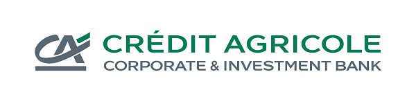 Logo de Crédit Agricole avec le texte 'Crédit Agricole Corporate & Investment Bank' en vert et gris.