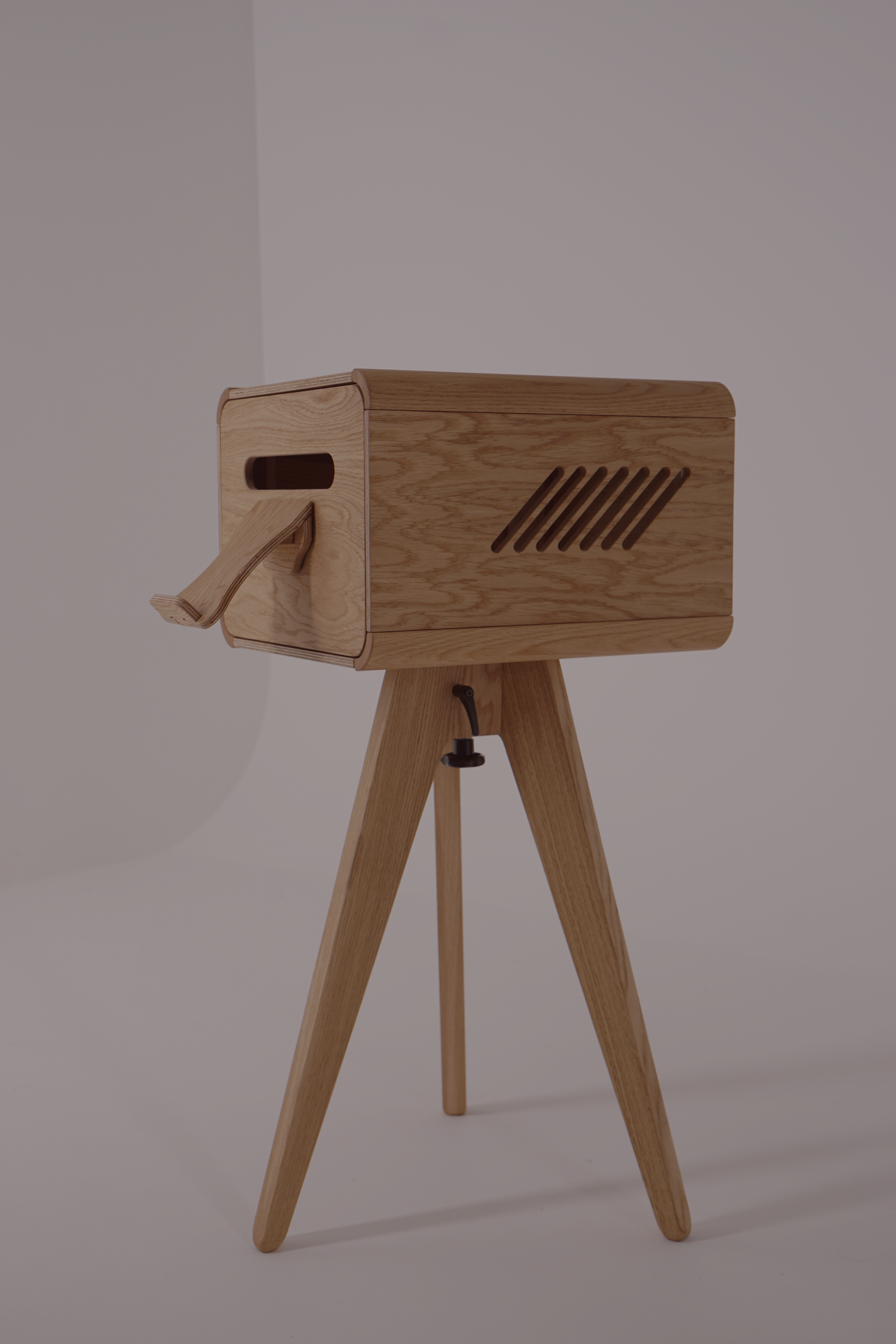 A wooden printer table on a plain white background.