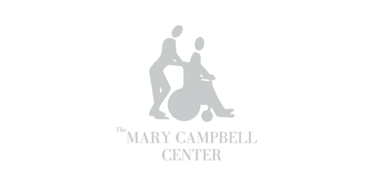Logo for Mary Campbell Center depicting a caregiver assisting a person in a wheelchair with the text 'Mary Campbell Center' below.