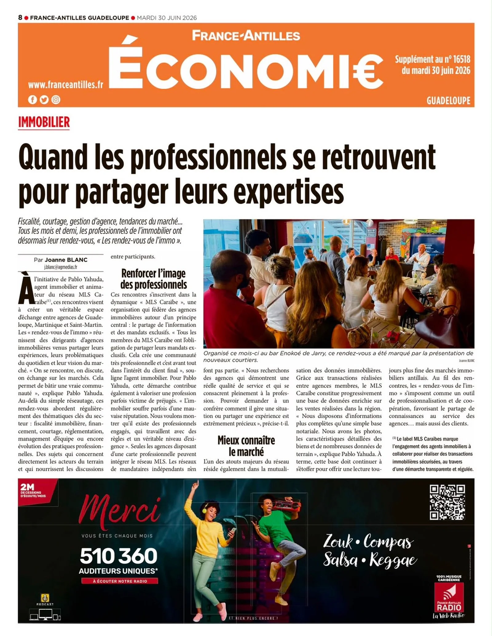 On parle de nous&hellip; et surtout de notre engagement ! 📰✨

Les Rendez-vous de l&rsquo;Immo de MLS Cara&iuml;bes sont mis &agrave; l&rsquo;honneur dans France-Antilles.

Une belle reconnaissance pour cette initiative qui r&eacute;unit les professi