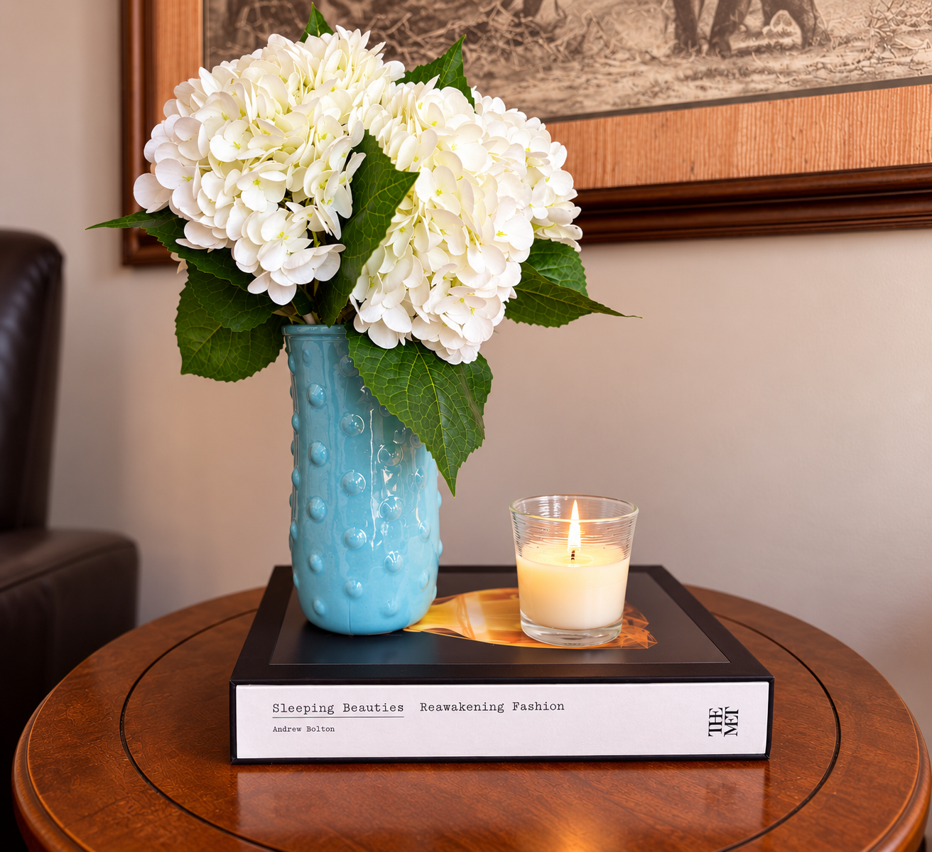 Elegant Hydrangeas and Candle Vignette.png
