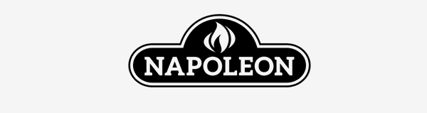 Napoleon logo featuring a flame symbol above the name.