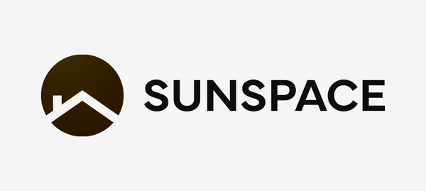 Sunspace logo featuring a stylized house within a circle and the word 'SUNSPACE' in bold black letters.