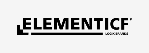 Black and white logo for Elementic, a Logix Brands company.