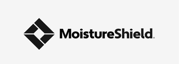 MoistureShield logo with black geometric symbol and bold black text